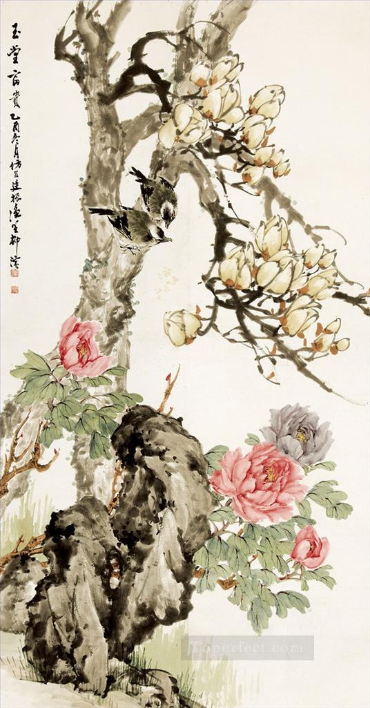 liubing affluence birds and flowers traditional Chinese Oil Paintings